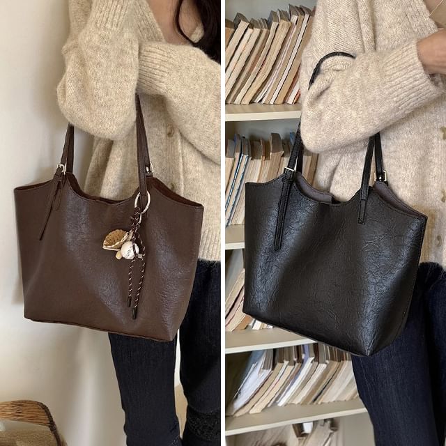 Basaran-Faux Leather Tote Bag
