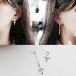 MOMENT OF LOVE - Cross Drop Ear Stud MOMENT OF LOVE - Cross Drop Ear Stud