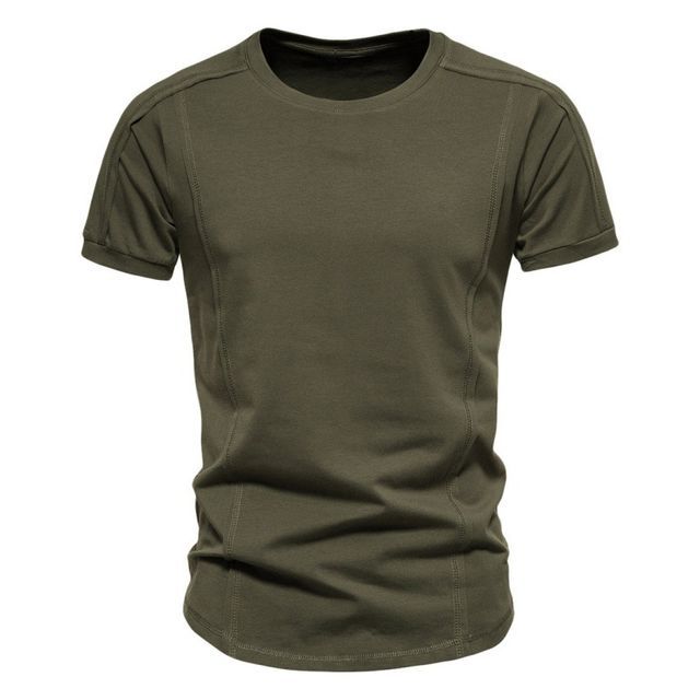 Lefitt-Short-Sleeve Crew Neck Plain T-Shirt