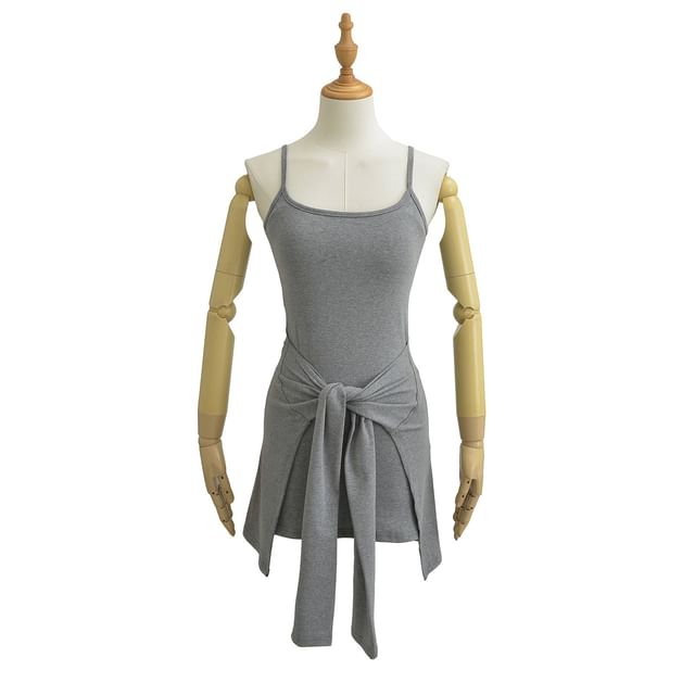 Asiris-Spaghetti Strap Plain Mini Bodycon Dress