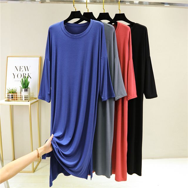 KUMI - Long-Sleeve Midi T-Shirt Dress | YesStyle