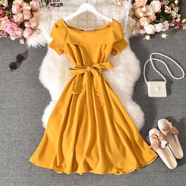 Dudu - Plain Short-Sleeve Midi A-Line Dress | YesStyle