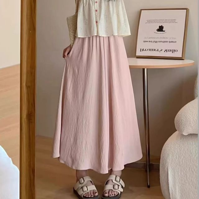 Everose-High Waist Plain Wide Leg Pants