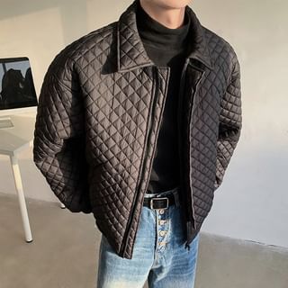 Kimeya-Plain Quilted Zip Jacket