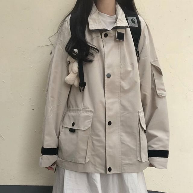 Sisyphi-Plain Pocket Detail Oversized Zip Jacket