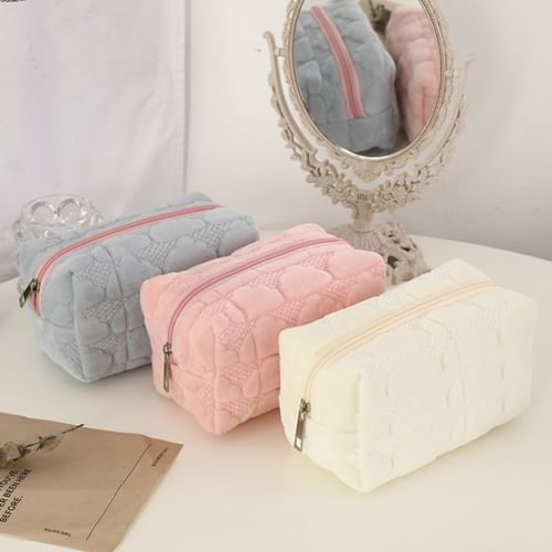 Ikiana Cloud Plain Zip Up Makeup Bag YesStyle