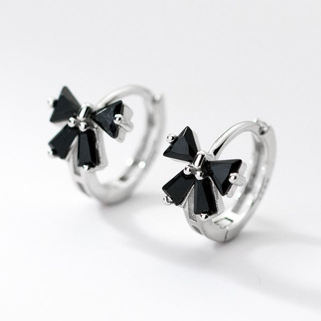 A-ROCH-s925 Sterling Silver Bow Rhinestone Earring