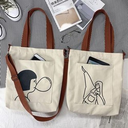 Basaran - Printed Canvas Tote Bag | YesStyle