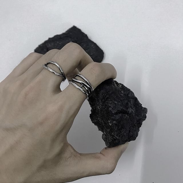 Black Degree-Stainless Steel Stacked Ring