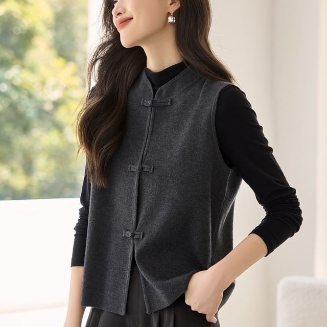Jeonseon-Plain Frog Buttoned Vest
