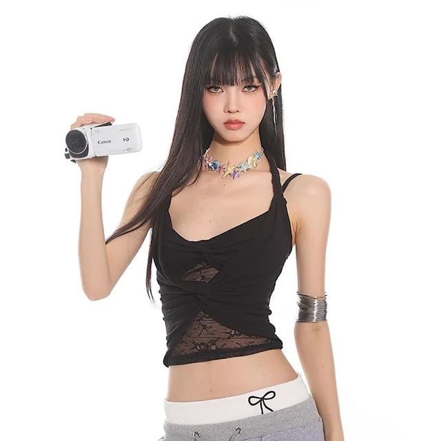 AXEN-Lace Crop Cami Top