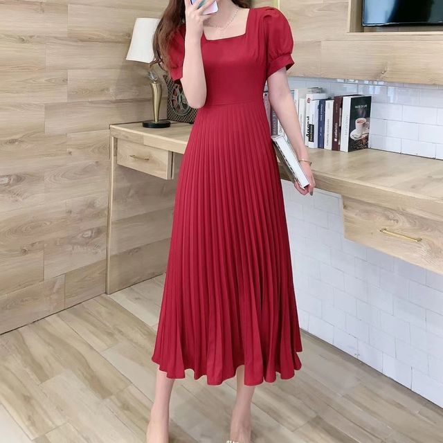 white christmas dresses Square Neck Midi Dress main image 0