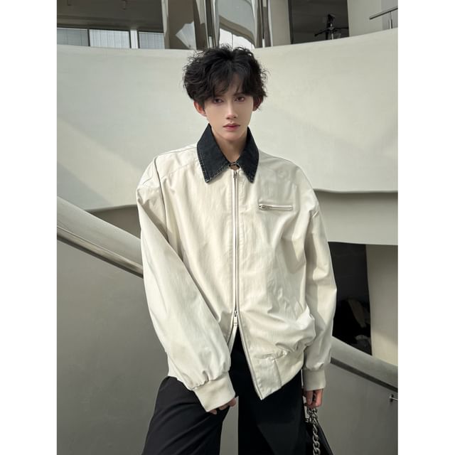 Orungeetun-Two Tone Zip Jacket