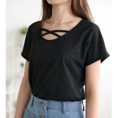 Oaksa - Strappy Neckline T-Shirt Oaksa - Strappy Neckline T-Shirt