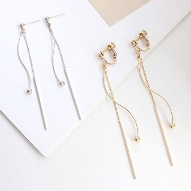 Joodii-Bar Bead Dangle Earring Clip-On Earring