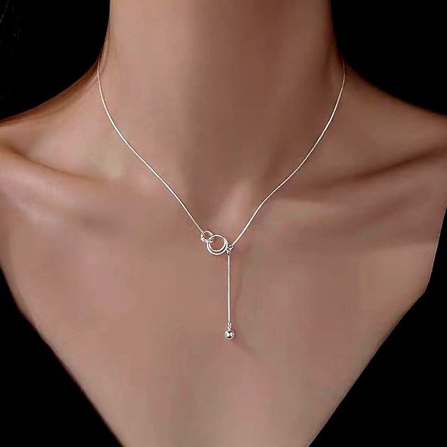 Gaya-Interlocking Hoop Bead Pendant Lariat Necklace