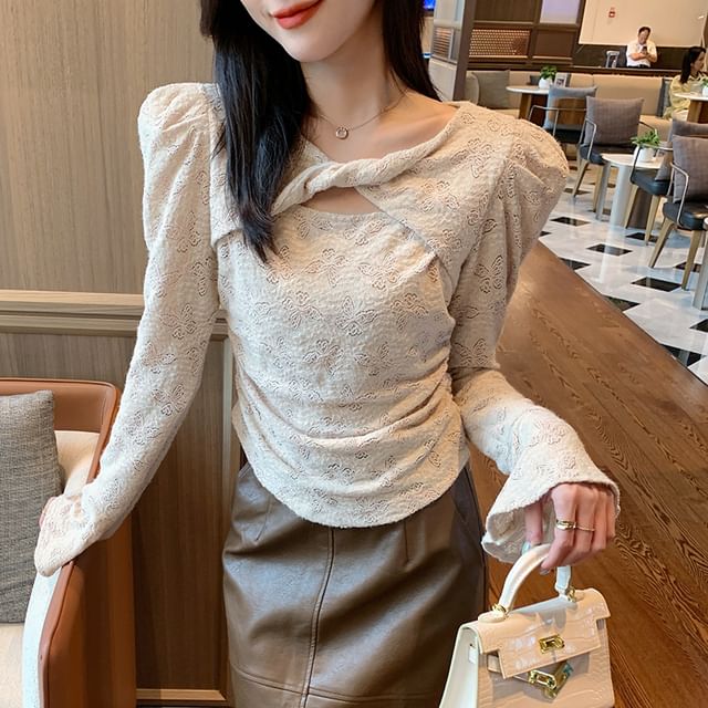 Dragan Pulse-Long-Sleeve Twisted Plain Top