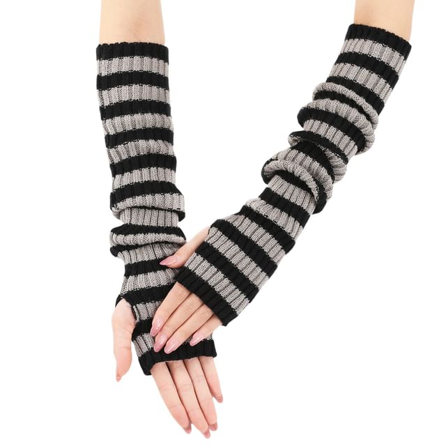 Kinoxslone-Fingerless Knit Long Gloves