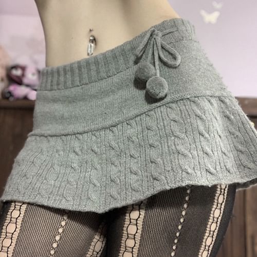 Sosana - Low Waist Cable-Knit Mini Skirt | YesStyle