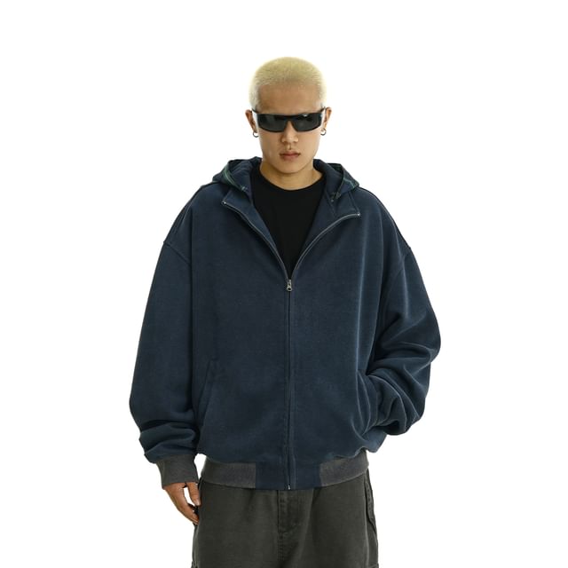 Meiksip-Hood Panel Zip Hoodie