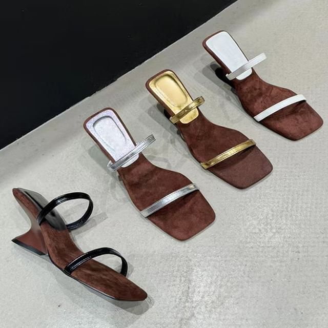 Karlao-Wedge Heel Slide Sandals