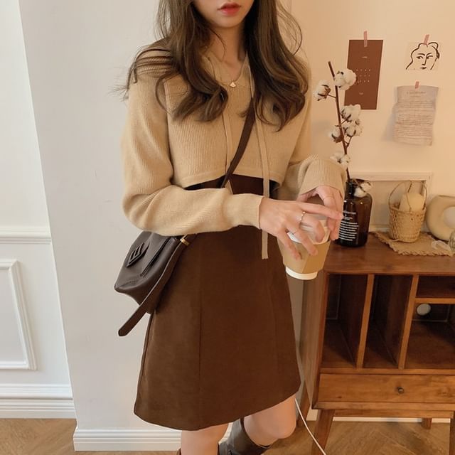 spaghetti strap sweater dress Abigail Mini - Green/combo Sweater Mini DressScoop NeckAdjustable Spaghetti StrapsTwist DetailLinedStretchLength Measured Flat = 33Self Rag & Bone Alison Sweater