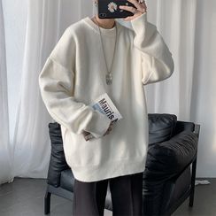 Soulcity - Plain Round-Neck Oversize Sweater Soulcity - Plain Round-Neck Oversize Sweater