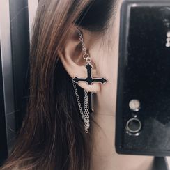 Malnia Home(マルニャホーム) - Cross Dangle Chain Earring Malnia Home(マルニャホーム) - Cross Dangle Chain Earring