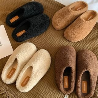 FRAISO-Platform Plain Fleece Mules