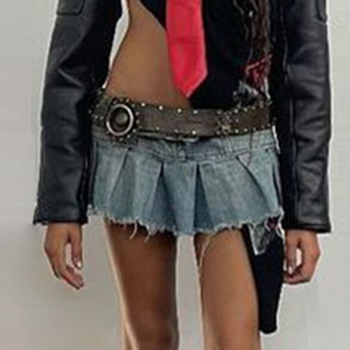 BrickBlack - High-Waist Mini A-Line Skirt