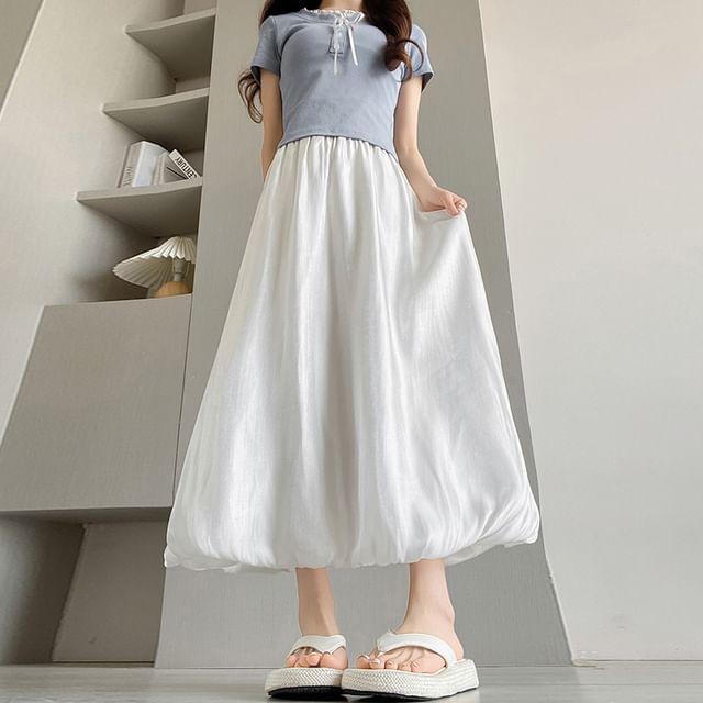 Dragan Pulse-High Rise Plain Maxi A-Line Skirt