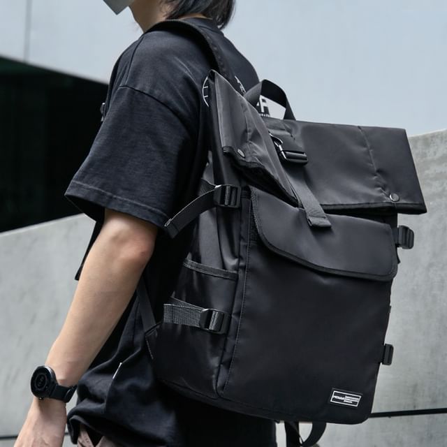 Moyyi-Plain Flap Buckle Backpack