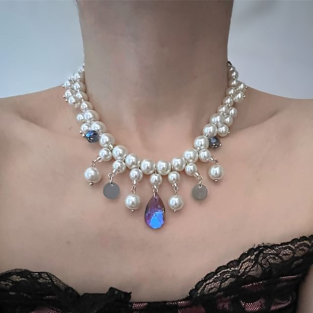 Chimerro-Faux Pearl Fringed Necklace