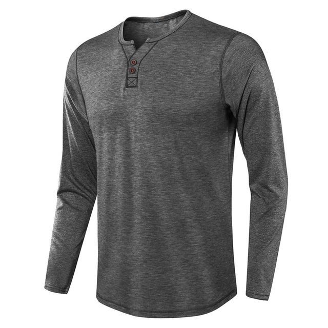 Double White-Long-Sleeve Henley T-Shirt