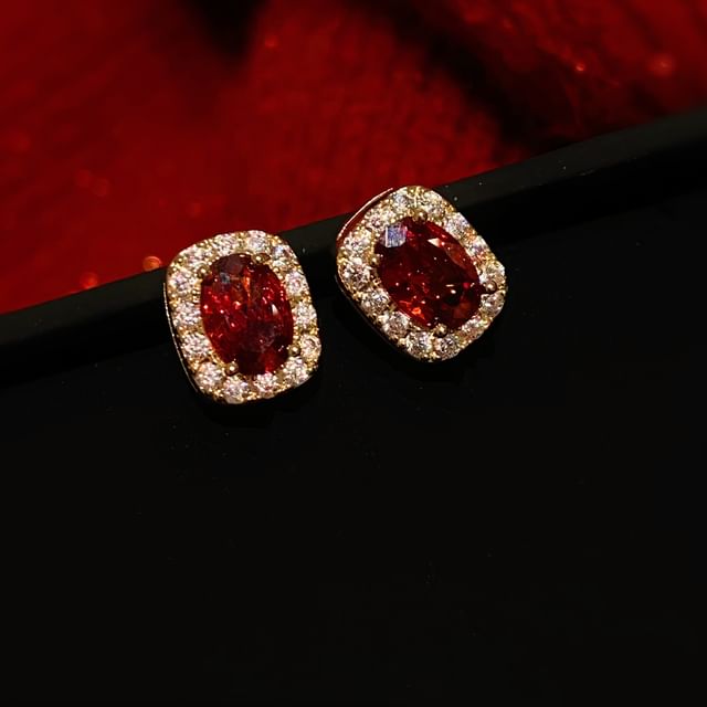 Hansha-925 Sterling Silver Gemstone Stud Earring