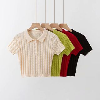 short sleeve collared sweater