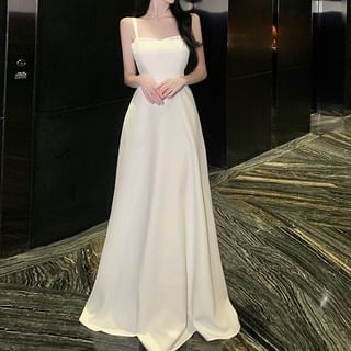 Nebbia Spaghetti Strap Plain A-Line Evening Gown Sale