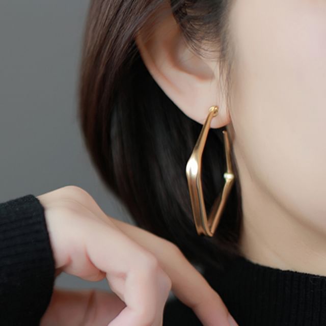pexrl jewelry-Rhombus Alloy Cuff Hoop Earring