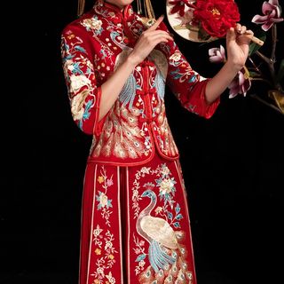 Cuive - Traditional Chinese Maxi Wedding Dress / Head Piece / Set | YesStyle Cuive - Traditional Chinese Maxi Wedding Dress / Head Piece / Set | YesStyle