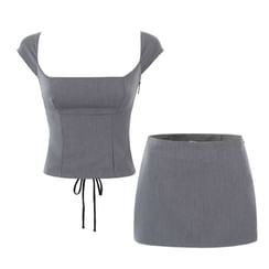YesStyle.com - LINSI - Short-Sleeve Top / Plaid Mini Skirt / Cutout Shorts  / Belt