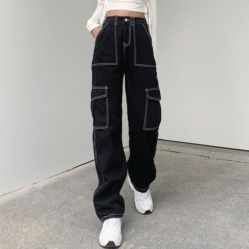 High Rise Straight Leg Cargo Pants