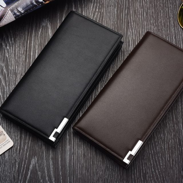 Wavecho-Faux Leather Long Wallet