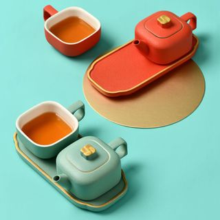Giffare-Set Teapot Tea Cup Tray Case
