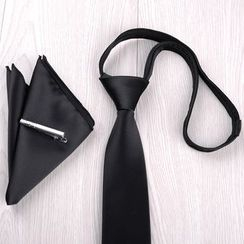 Prodigy - 套裝: 預結領帶 + 領帶夾 + 口袋巾