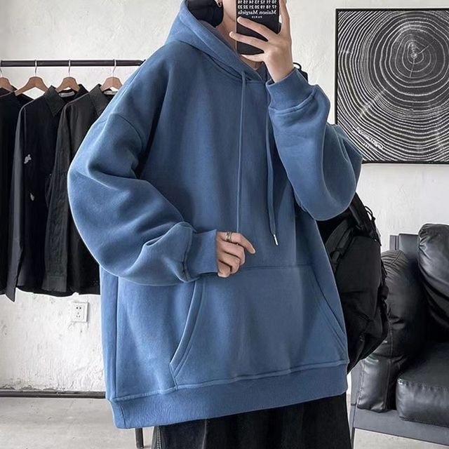 Acrius-Plain Loose-Fit Hoodie