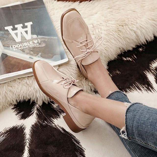 Cinnabelle-Faux Leather Lace-Up Oxfords