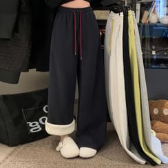 Pantaloni da tuta da donna elastici WAIS a vita alta, pantaloni larghi con coulisse regolabile a gamba dritta pantaloni con tasche pantaloni alla moda tinta unita 7/8 crop lounge pantaloni per