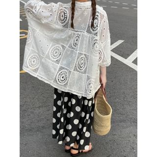 SeoulPop Short-Sleeve Crochet Loose-Fit Shirt Sale