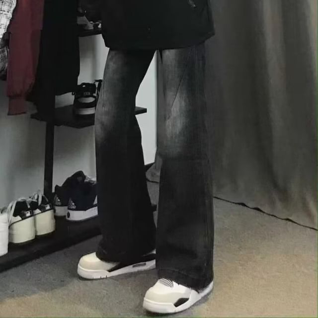 Sienne-Mid Waist Washed Bootcut Jeans