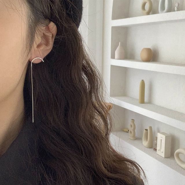 Chimerro-Curved Long Drop Earrings